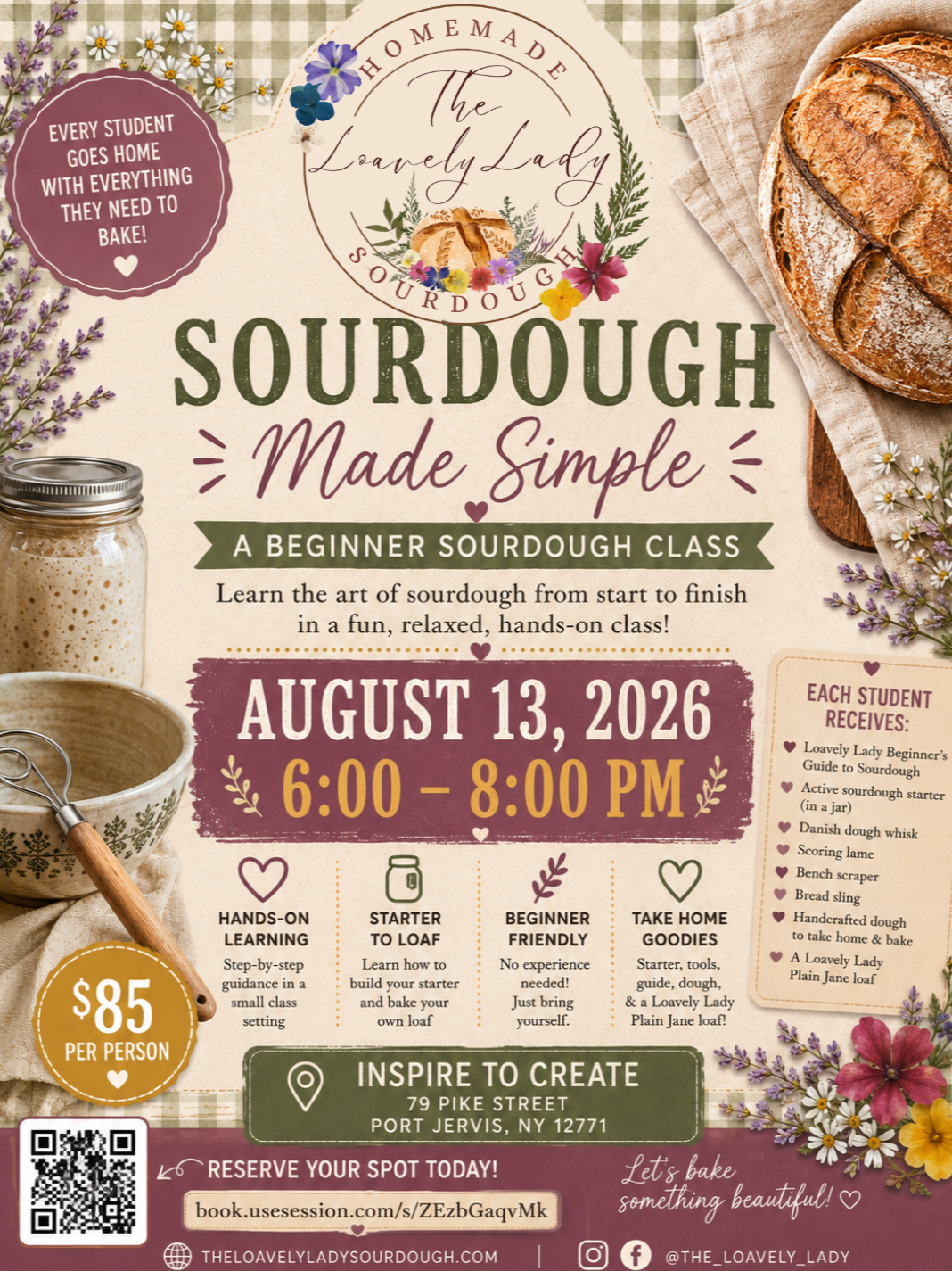 Beginner Sourdough Class at Inspire to Create