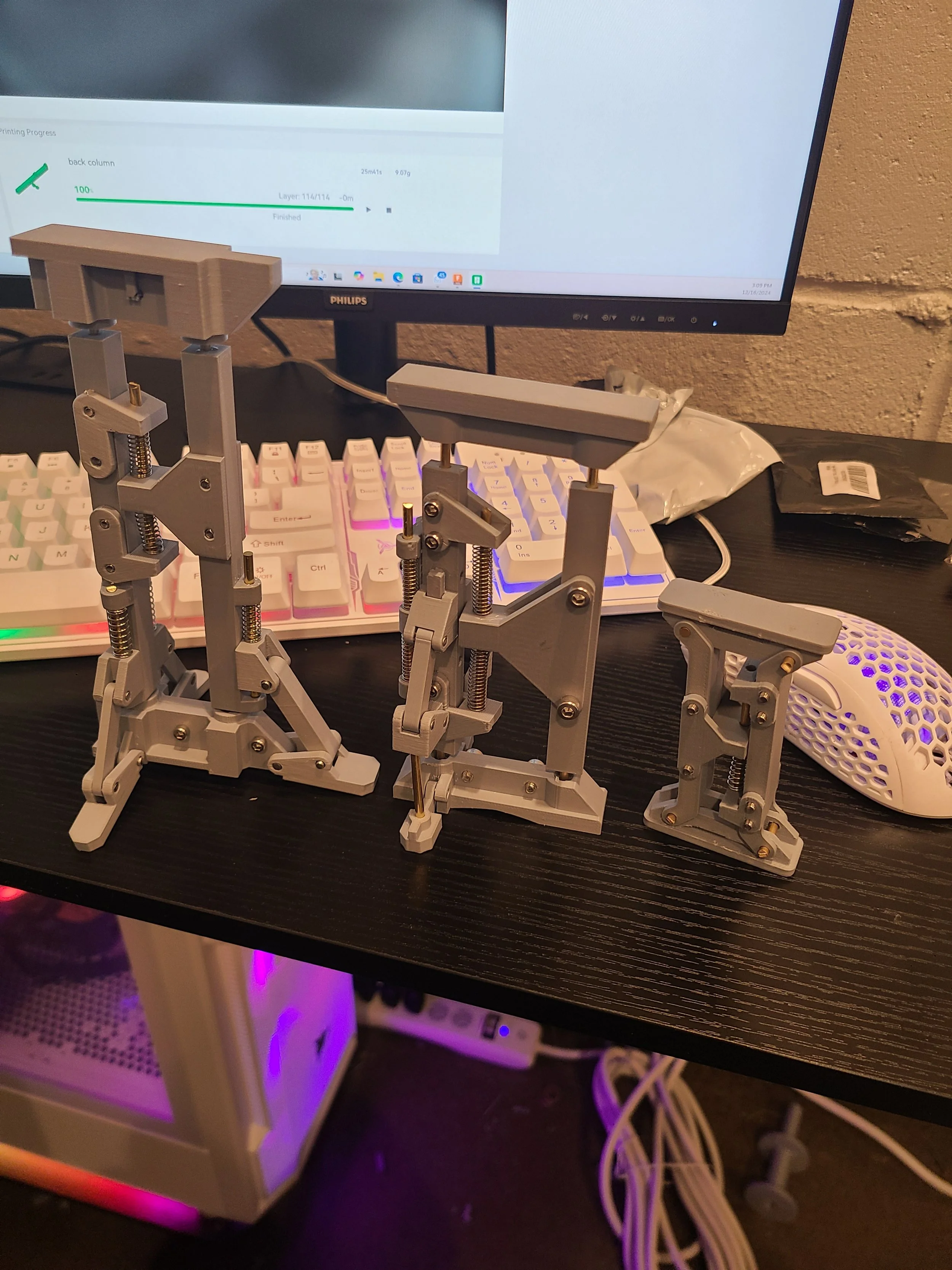 Cosplay stilt prototype progression
