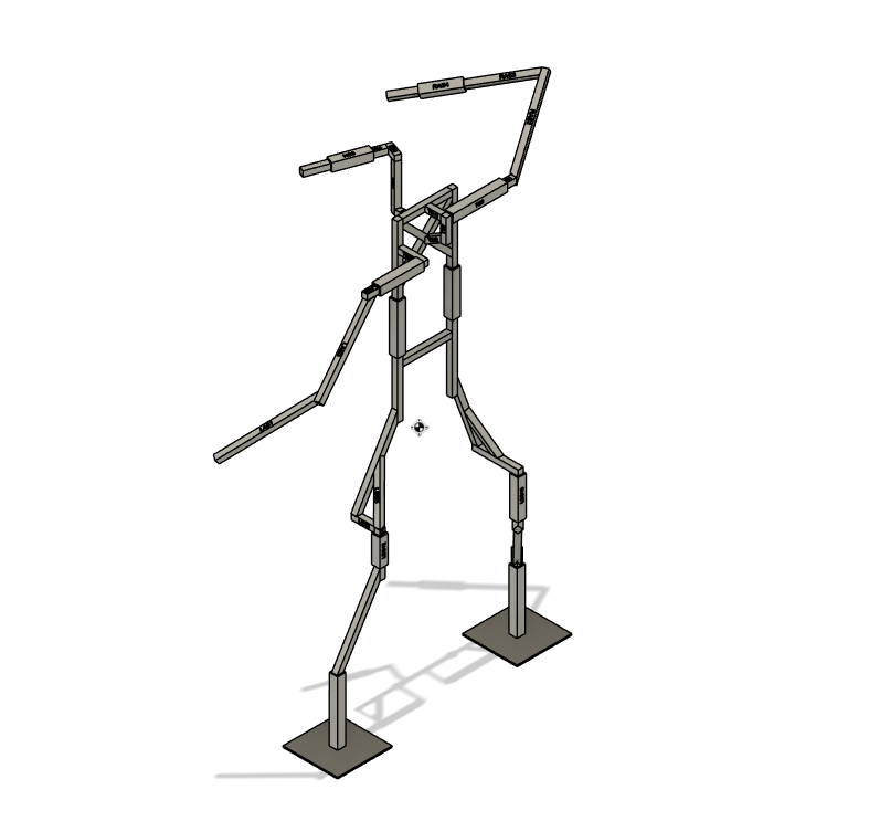 CAD model of a statue's support frame. The structure was designed for straightforward fabrication and disassembly while maintaining high strength and a low center of gravity.