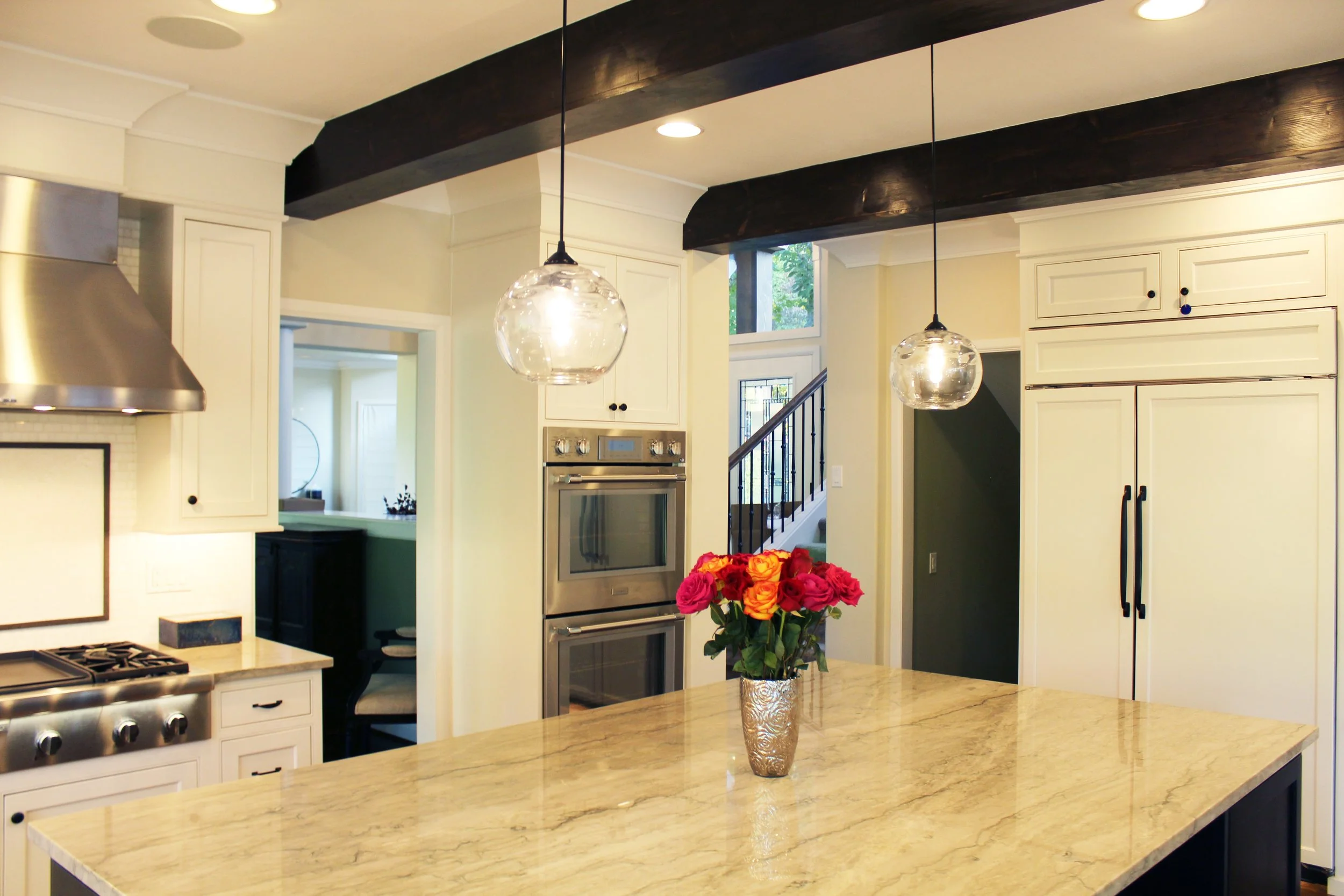 Kitchen appliance installation completed by F&M Construction & Remodeling on Mercer Island, WA, featuring built-in wall ovens, custom cabinetry, and luxury kitchen remodeling with premium appliance integration.