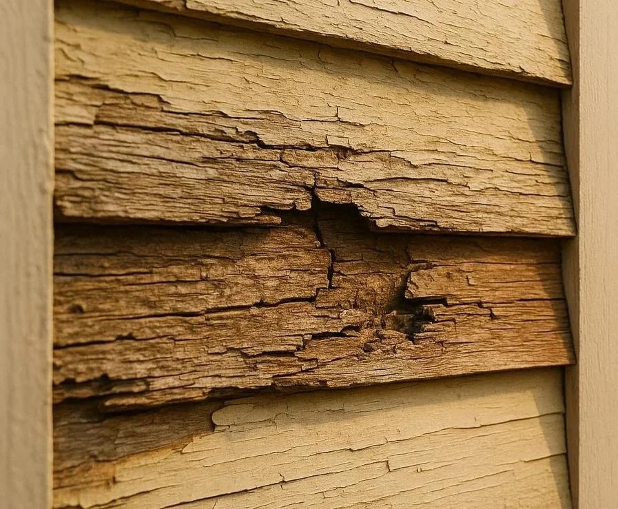 Wood siding dry rot repair by F&M Construction & Remodeling, serving Bellevue, Seattle, and the Eastside.