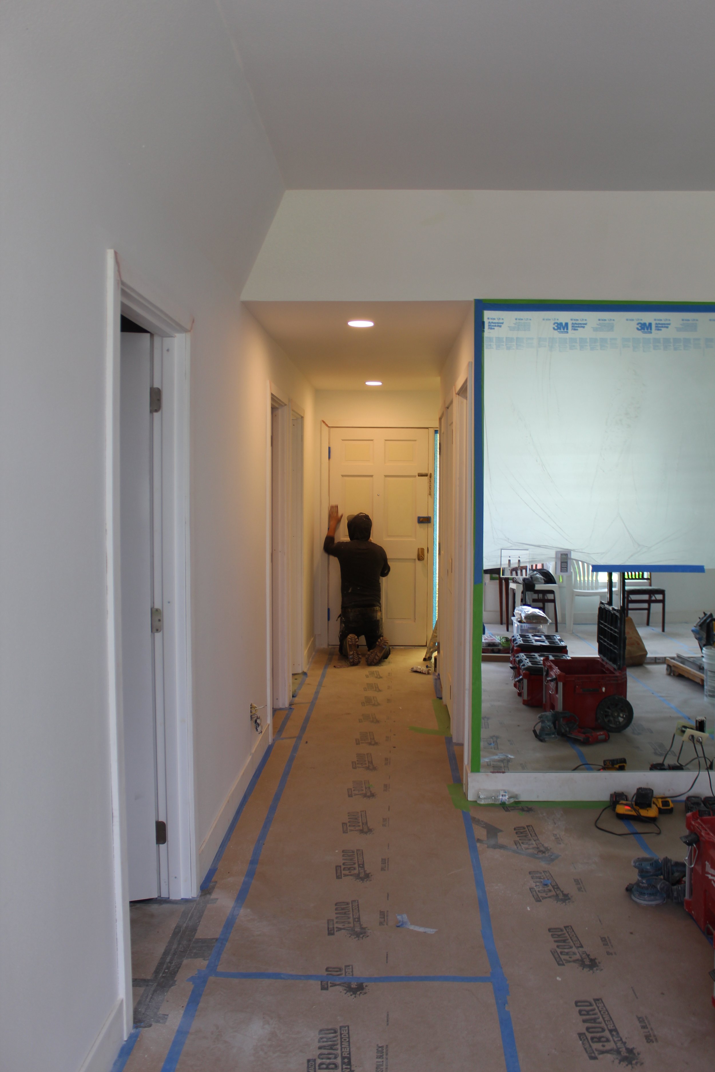 Interior finishing and trim installation during a custom ADU construction project in Bellevue, WA by F&M Construction & Remodeling, creating high-quality accessory dwelling units throughout Bellevue, Seattle, and the Eastside.