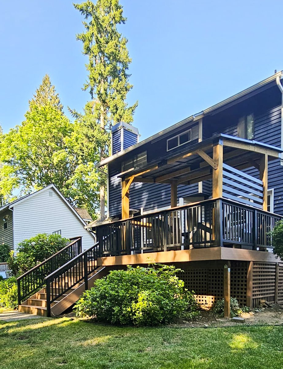 Covered porch installation by F&M Construction & Remodeling in Kirkland, WA, serving Bellevue, Seattle, and the Eastside.