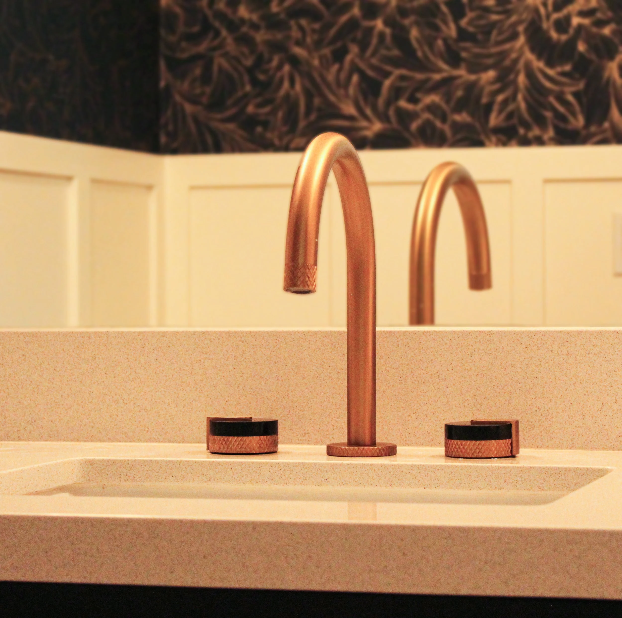 Designer bathroom faucet installation by F&M Construction & Remodeling in Mercer Island, WA, serving Bellevue, Seattle, and the Eastside.