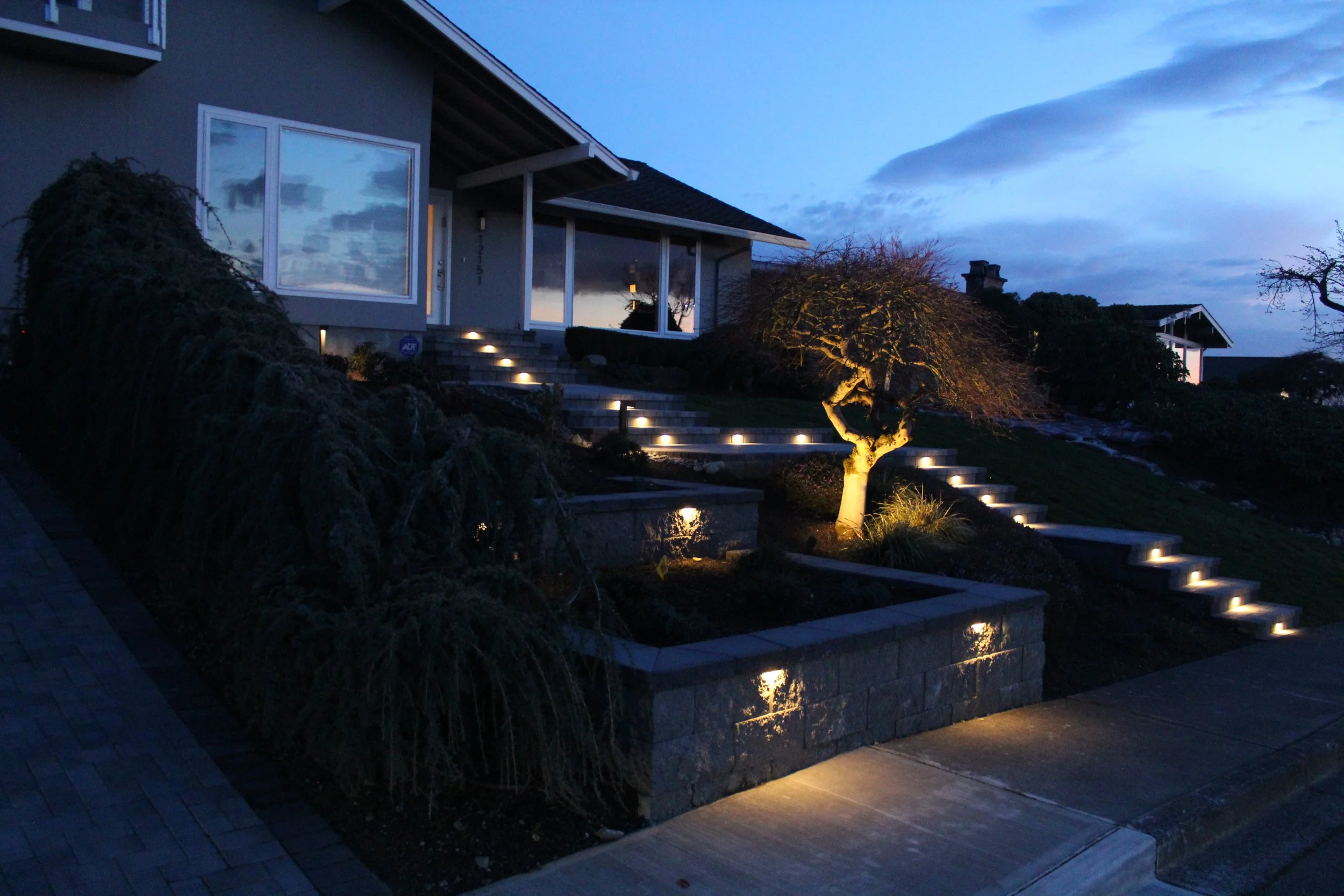 Landscape lighting installation by F&M Construction & Remodeling in Bellevue, WA, serving Seattle and the Eastside.