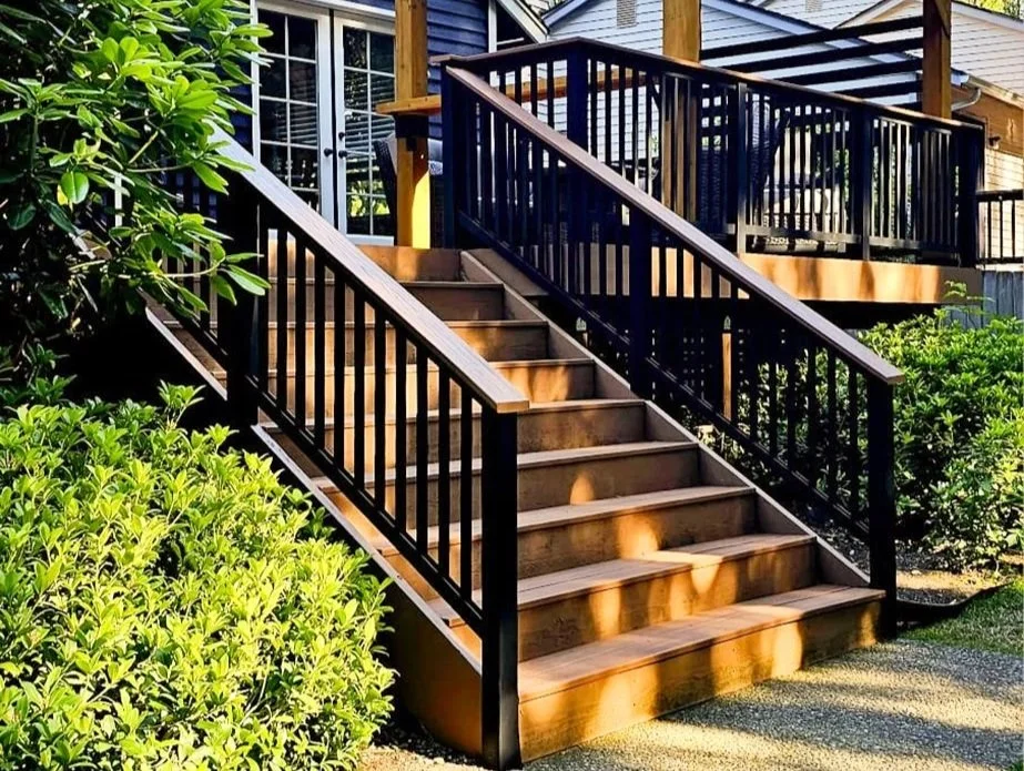 Exterior stair and railing installation by F&M Construction & Remodeling in Kirkland, WA, serving Bellevue, Seattle, and the Eastside.