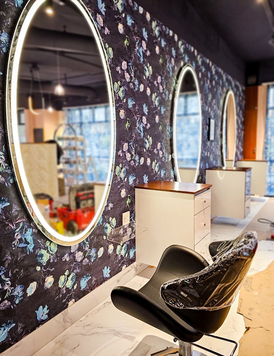 Salon styling station remodeling by F&M Construction & Remodeling in Bellevue, WA, serving Bellevue, Seattle, and the Eastside.