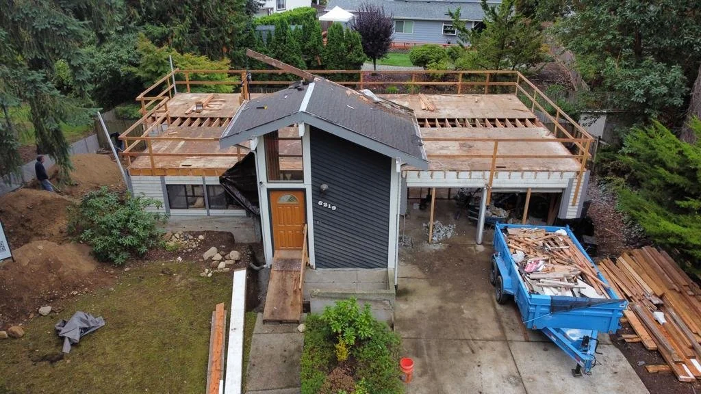 Custom accessory dwelling unit (ADU) under construction in Bellevue, WA by F&M Construction & Remodeling, providing expertly built detached ADUs and backyard cottages throughout Bellevue, Seattle, and Eastside communities.