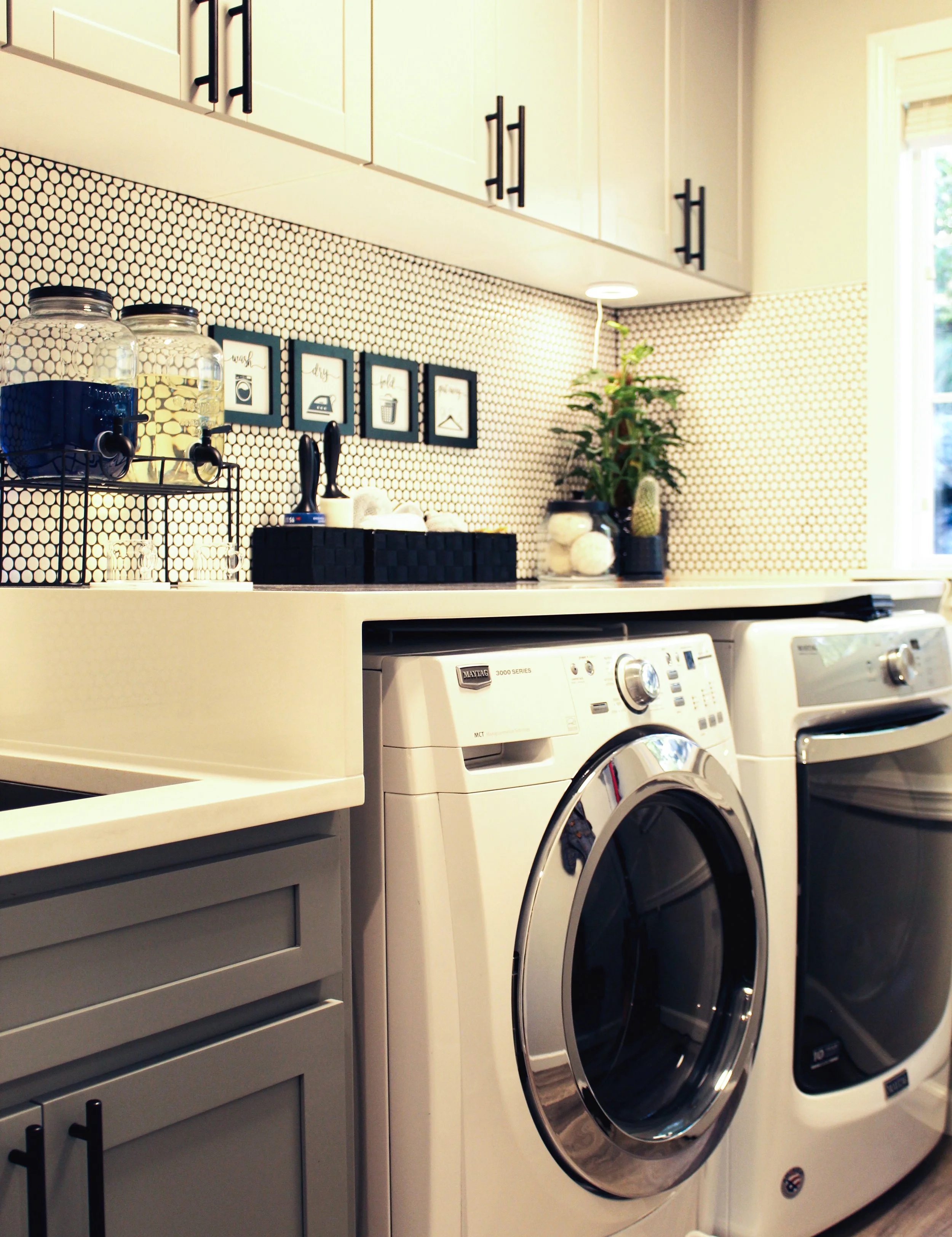 Washer and dryer installation completed by F&M Construction & Remodeling in Kirkland, WA, featuring custom laundry room cabinetry, premium appliances, and professional residential appliance installation serving Bellevue, Seattle, and the Eastside.