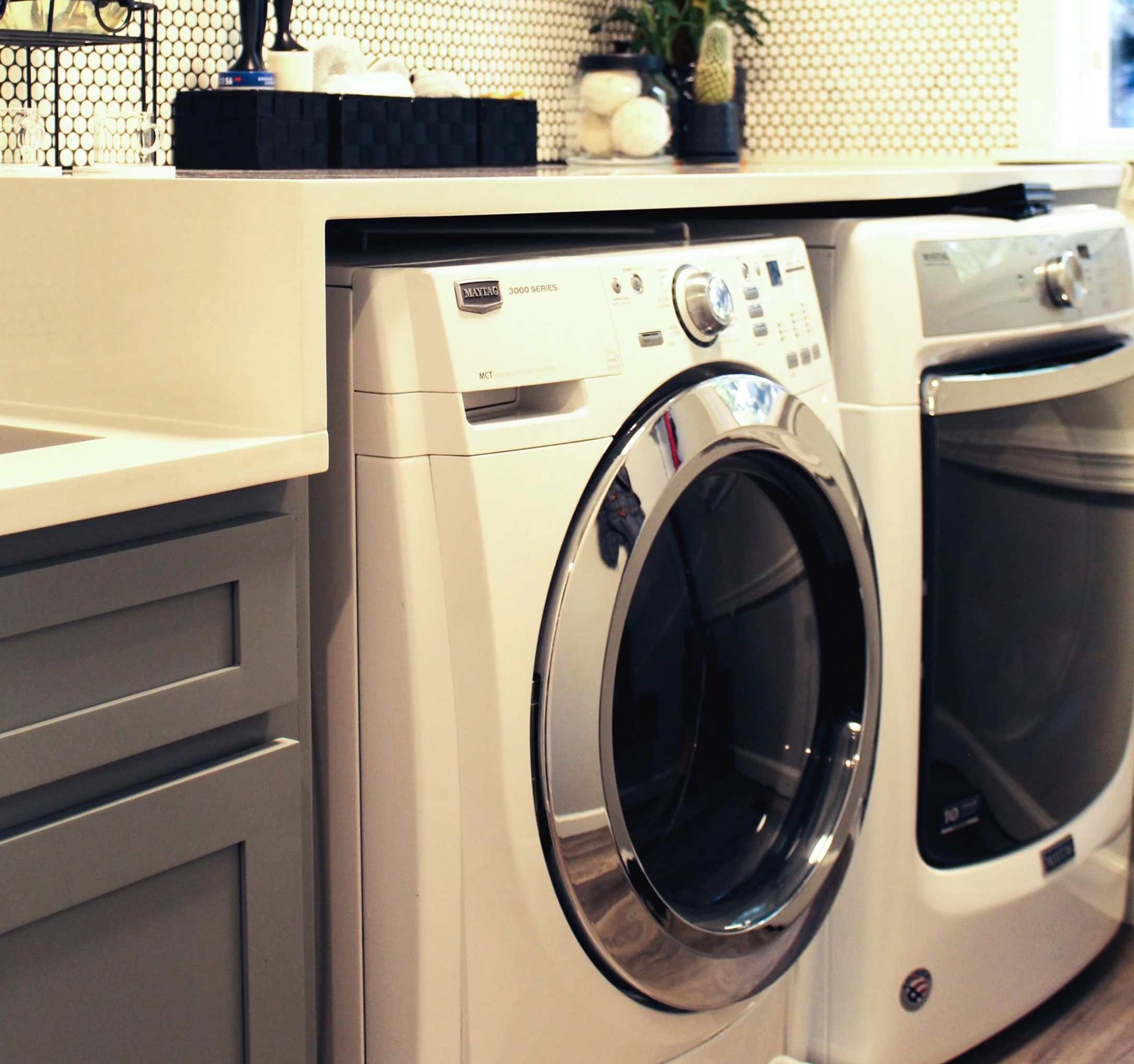 Laundry room washer and dryer installation by F&M Construction & Remodeling in Kirkland, WA, serving Bellevue, Seattle, and the Eastside.