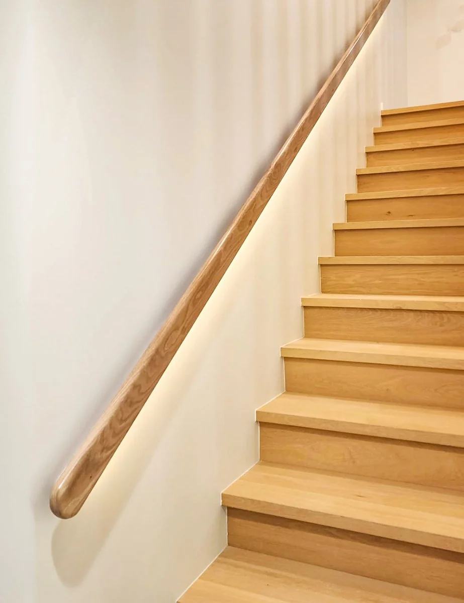 Wood stair and handrail installation by F&M Construction & Remodeling in Issaquah, WA, serving Bellevue, Seattle, and the Eastside.