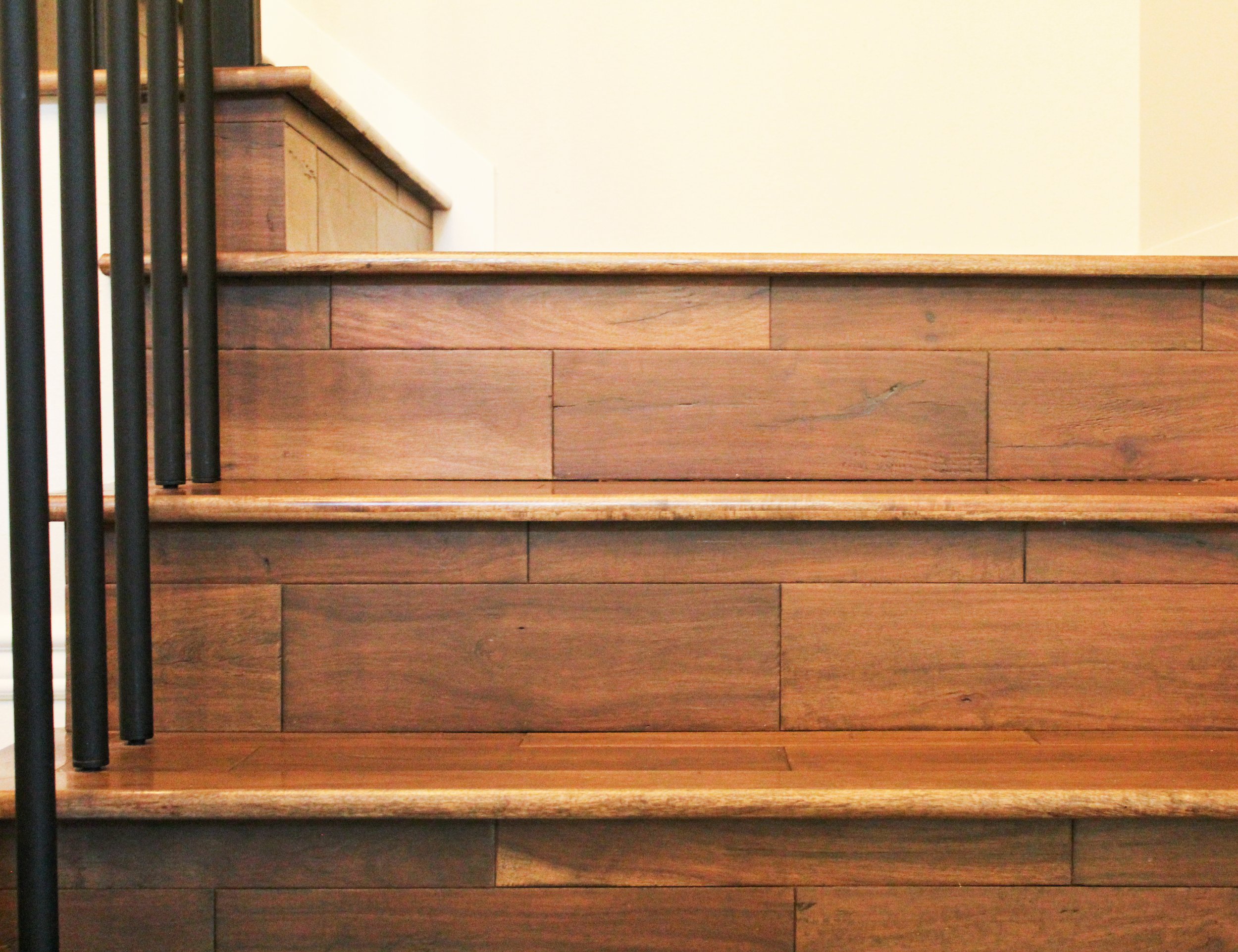Hardwood stair installation completed by F&M Construction & Remodeling in Kirkland, WA, showcasing custom wood stair treads and premium finish carpentry for luxury homes throughout Bellevue, Seattle, and the Eastside.