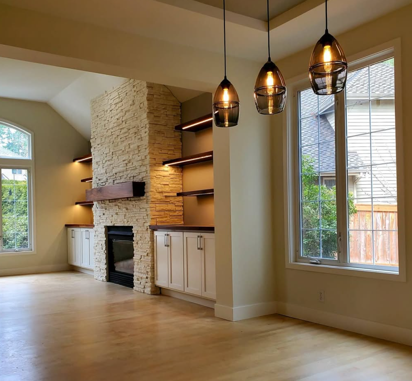 Fireplace and Light Fixtures