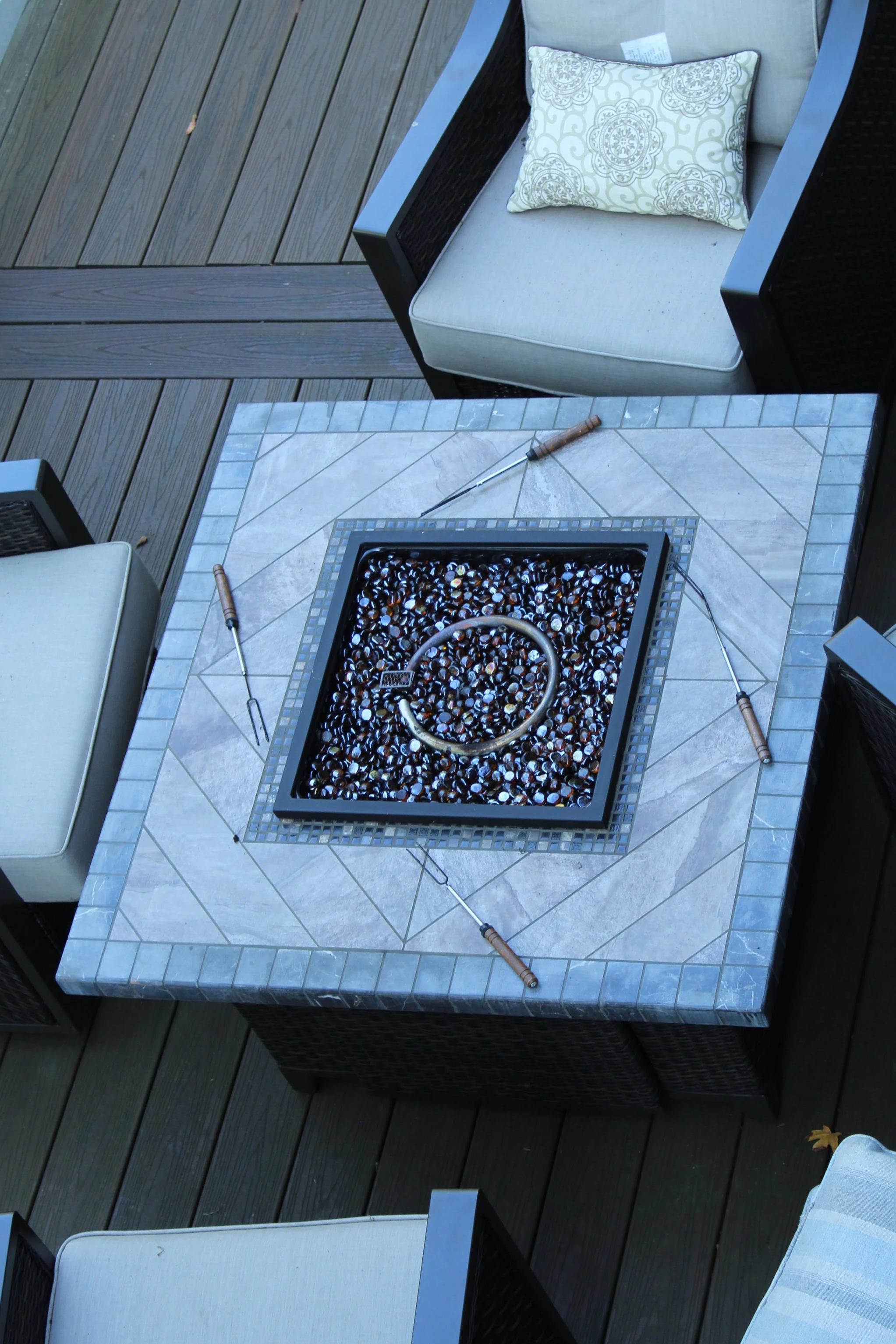 Custom fire pit table by F&M Construction & Remodeling in Mercer Island, WA, serving Bellevue, Seattle, and the Eastside.