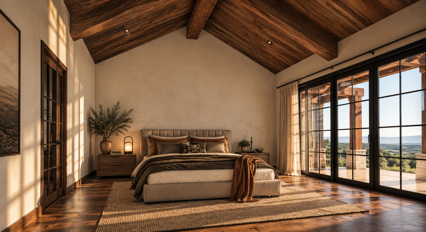 Warme Luxus-Schlafzimmer mit Bergblick.png