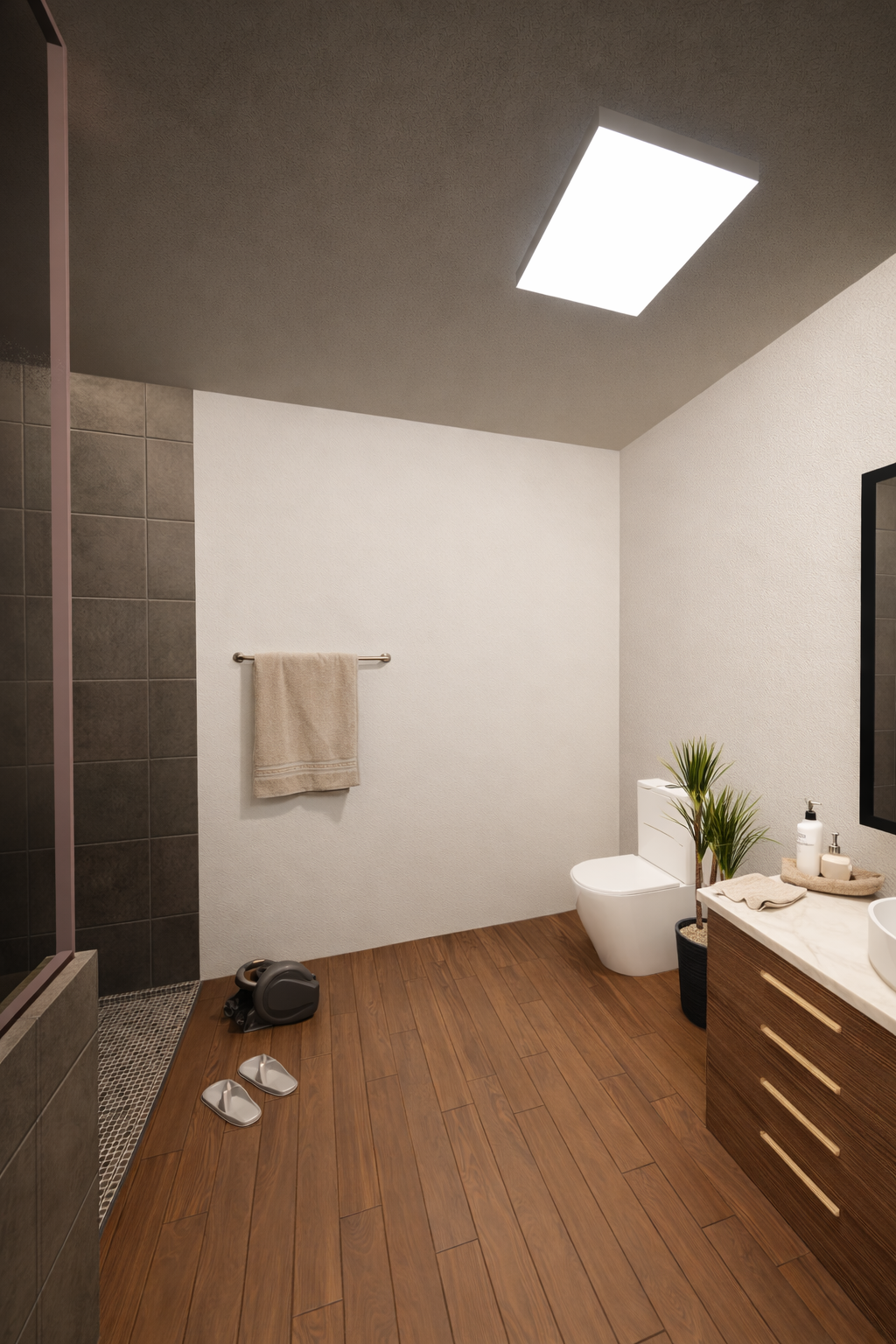 Modern bathroom with sleek fixtures.png