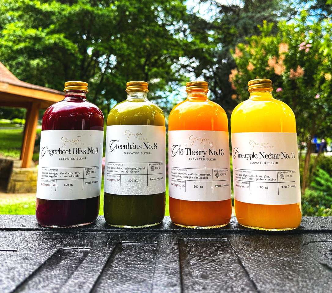 Gingerbēet Elevated Elixir Collection featuring handcrafted botanical zero-proof beverages for wellness and hospitality experiences.