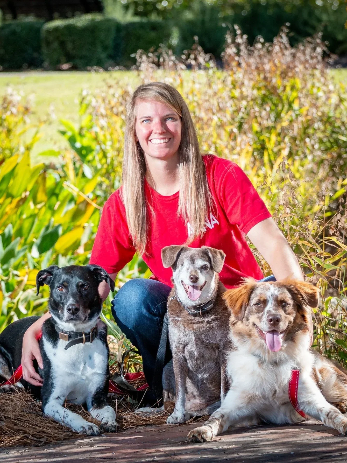 Anna and her three dogs