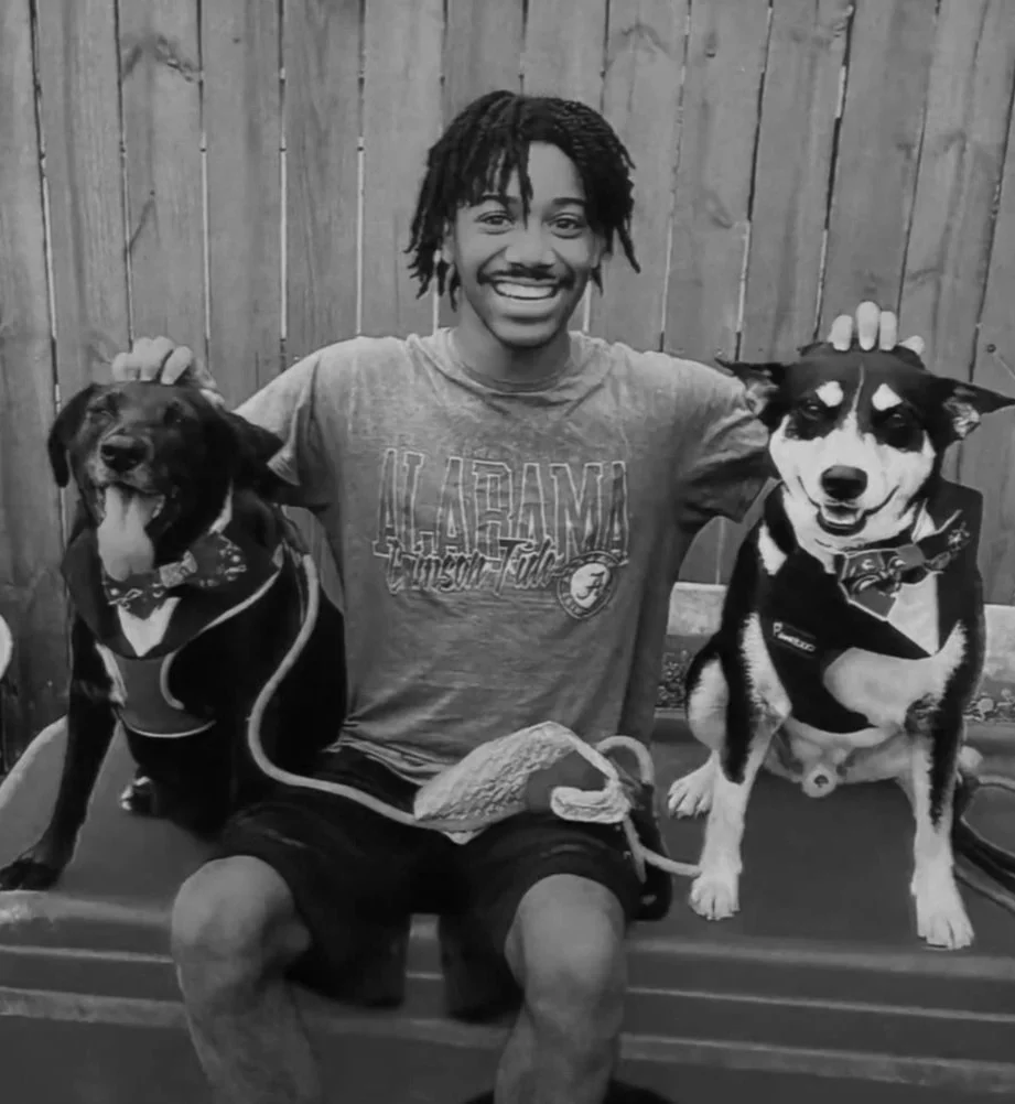 Julian portrait with two dogs
