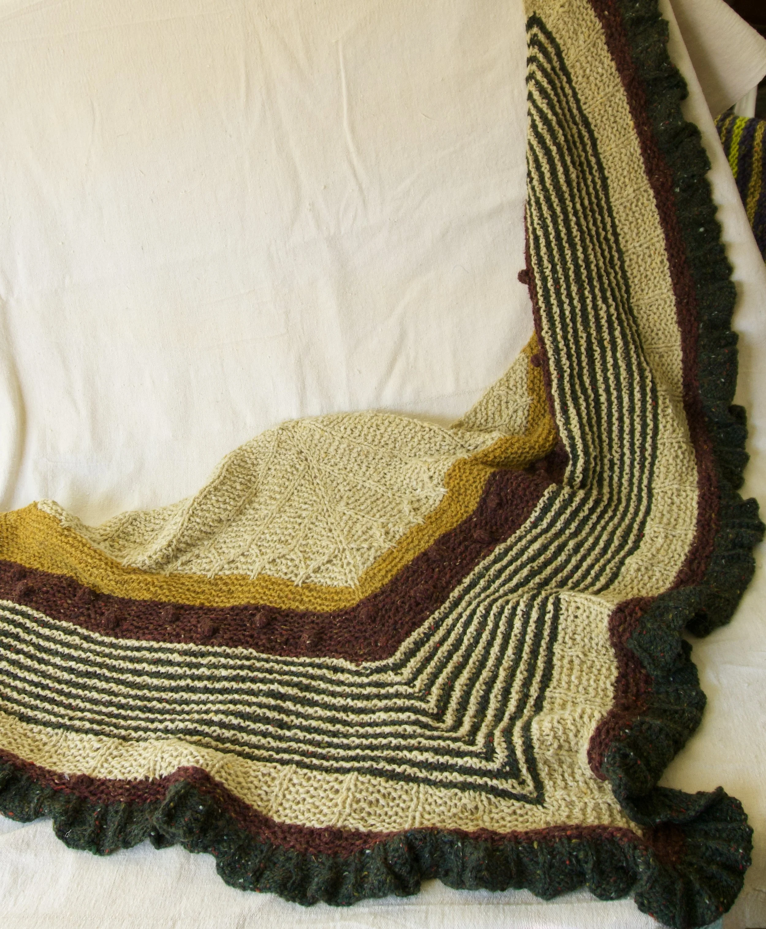 Brown & Green Triangular Shawl