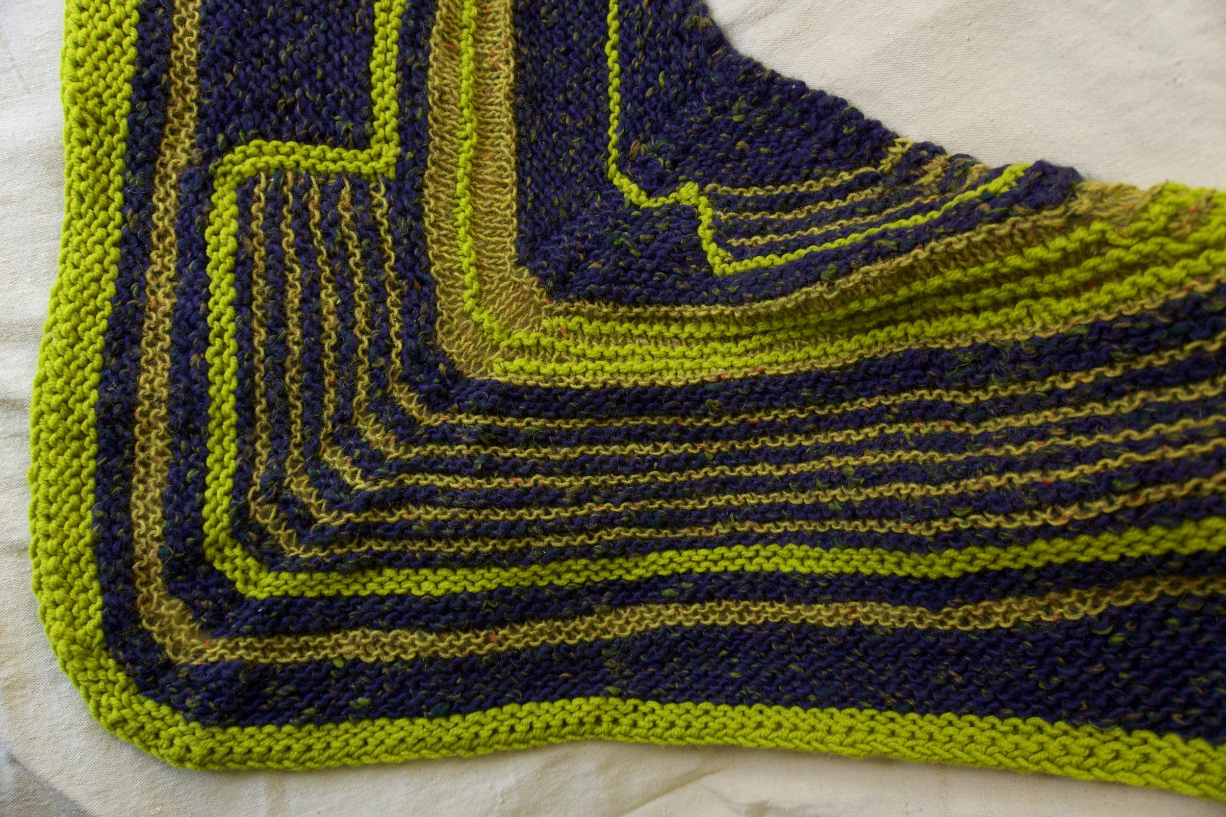 Navy & Green Geometric Shawl