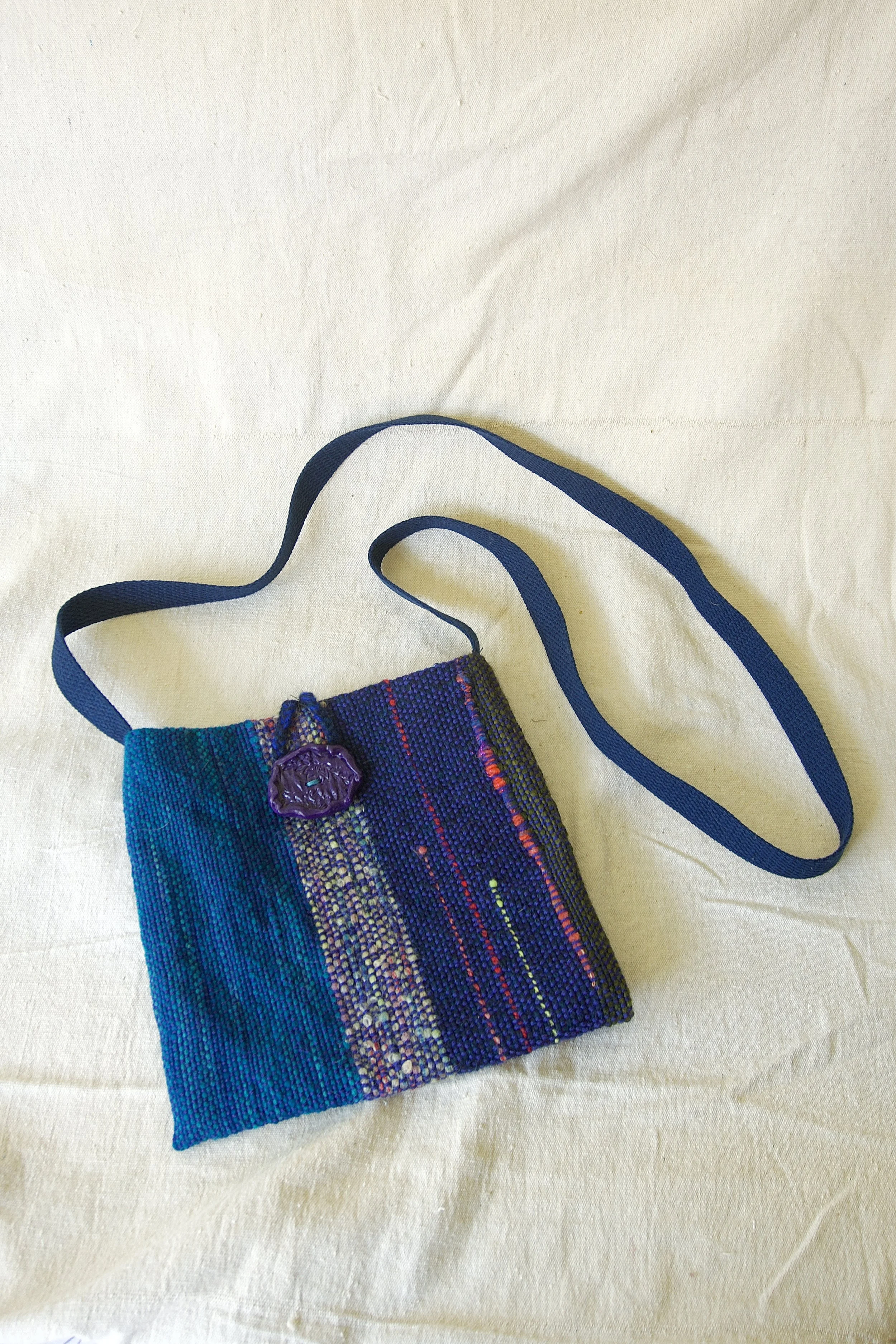 Blue Woven Crossbody Bag (Longer Strap)