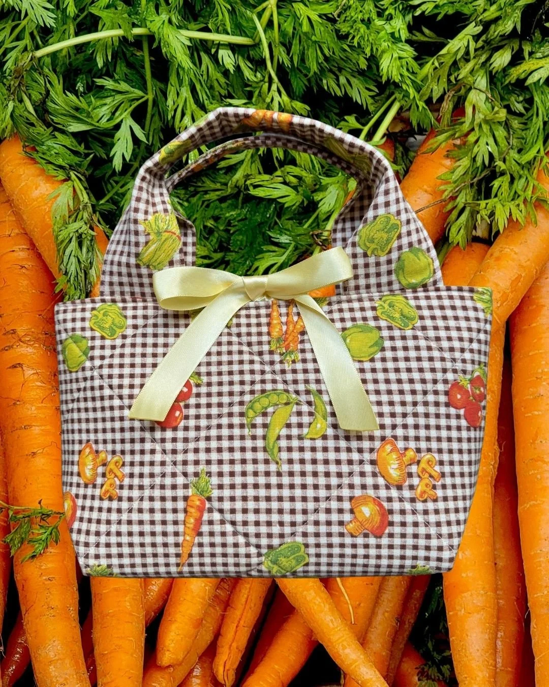 Gingham Veggies Small Tote