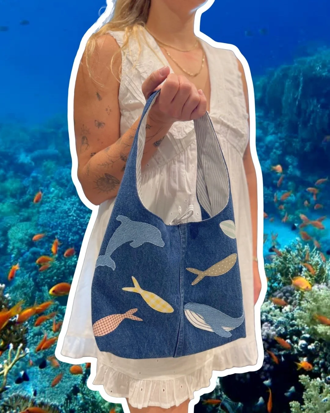 Small Ocean Friends Denim Bag