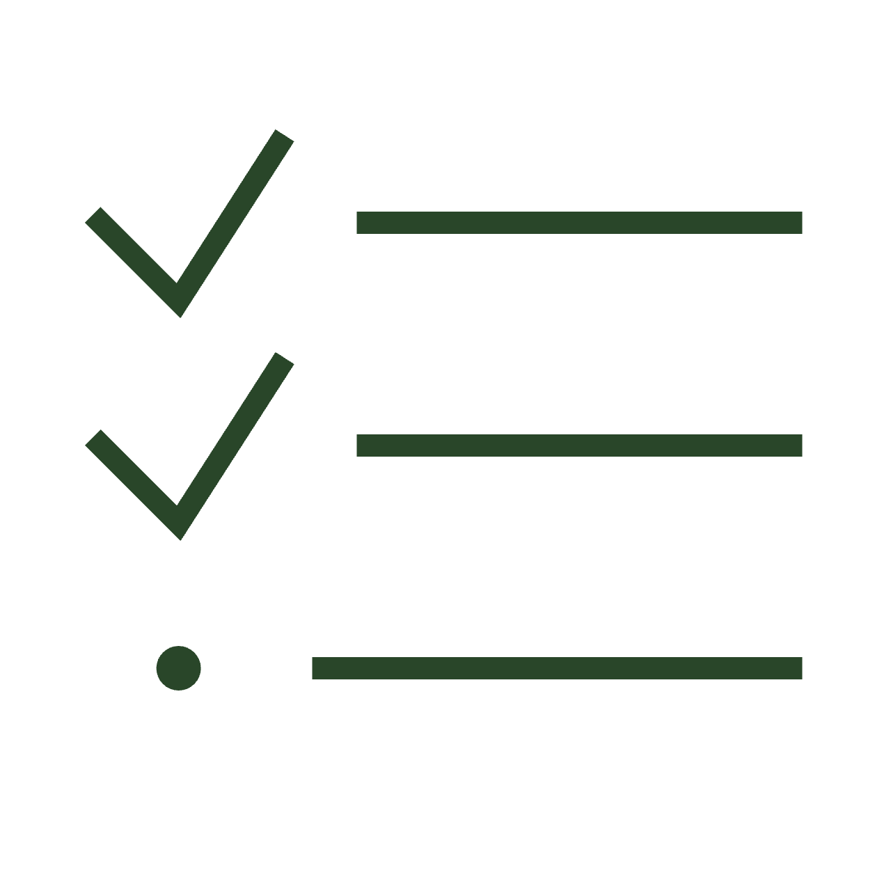 Checklist with two green checkmarks and three blank lines.