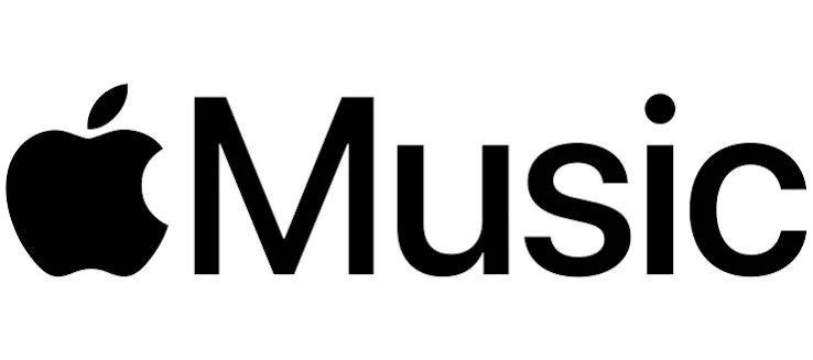 Apple Music logo in black and white.