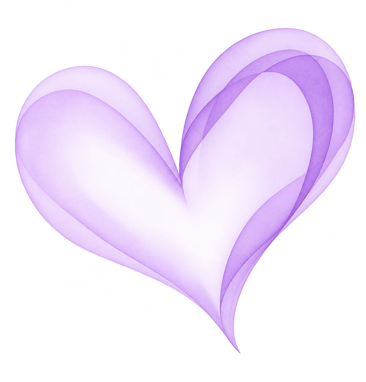 Cœur en papier violet éclairé, abstrait, sur fond noir.