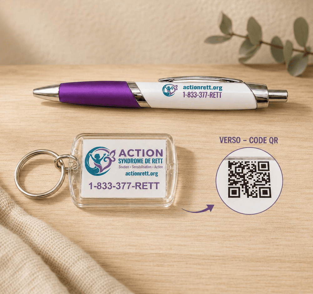 Duo stylo et porte-clés avec code QR
