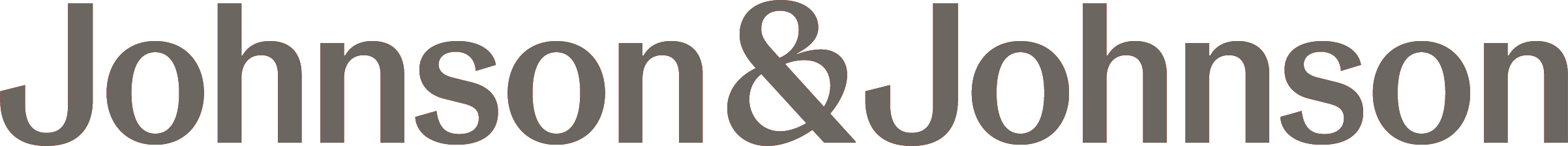 Close-up of the Johnson & Johnson logo in gray letters.