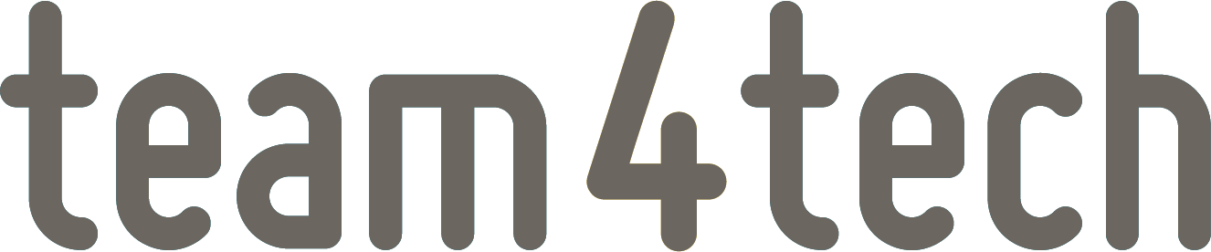 Team 4 Tech logo with stylized text.