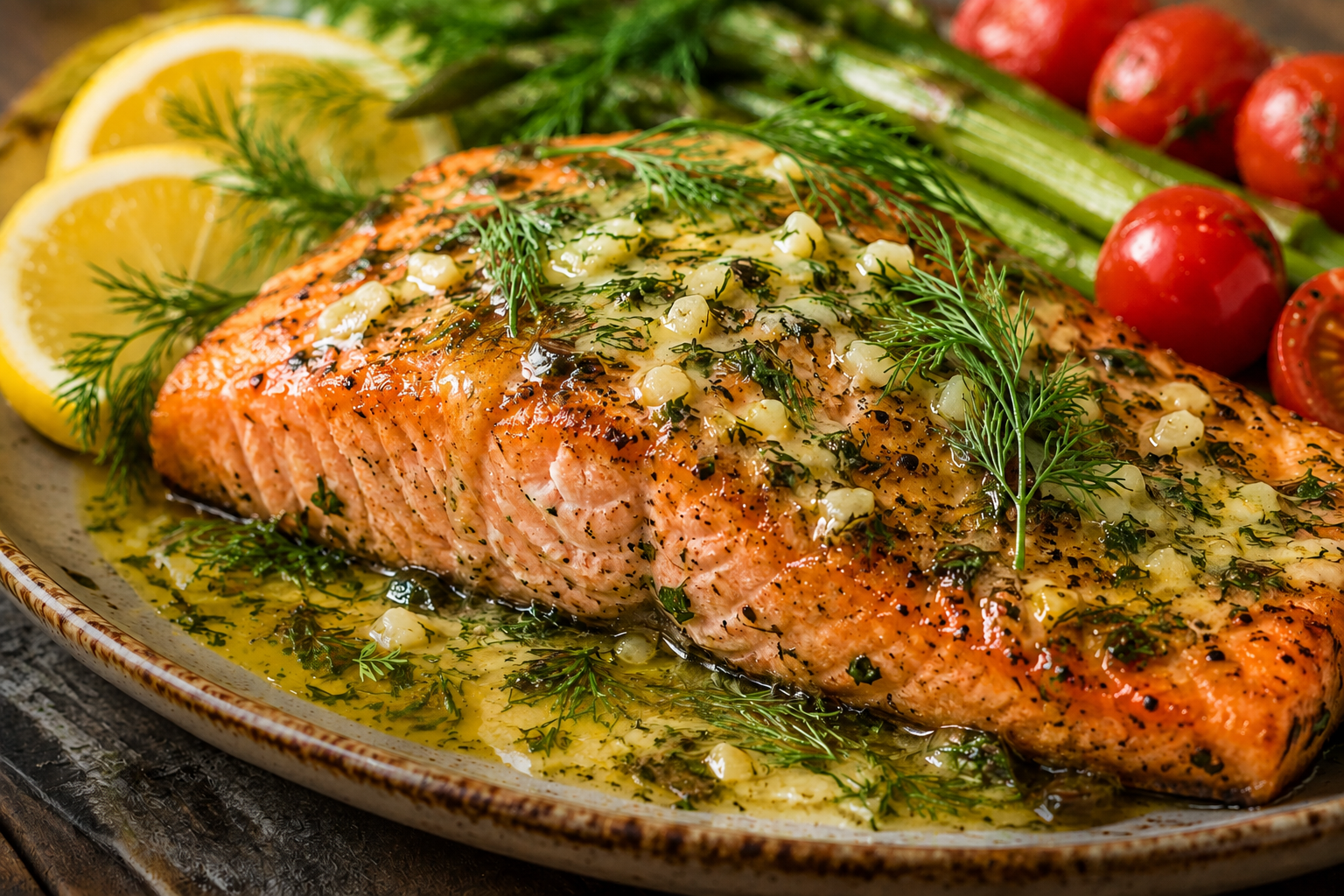 Garden Fresh Dill Garlic Butter Salmon