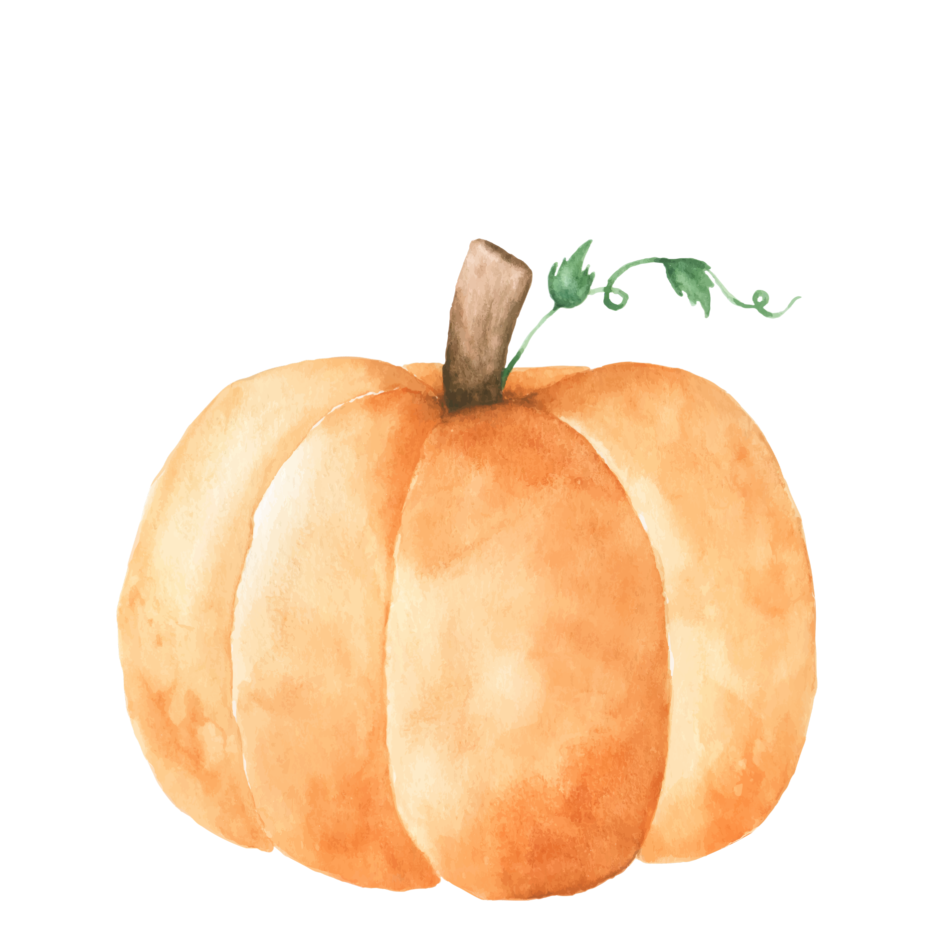 A close-up photograph of an orange pumpkin with a short brown stem, showing its carved ridges and surface texture.