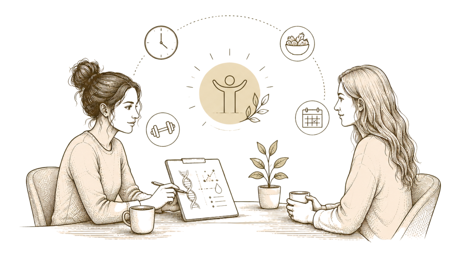 One-on-one nutrigenomic, nutrition and health coaching session