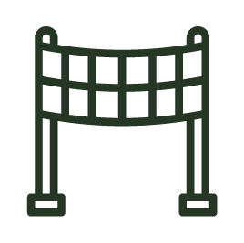 Outline of a safety barrier or barricade with posts and horizontal bars
