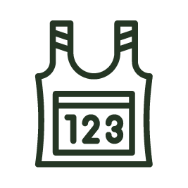 Outline of a sports bib with the number 123