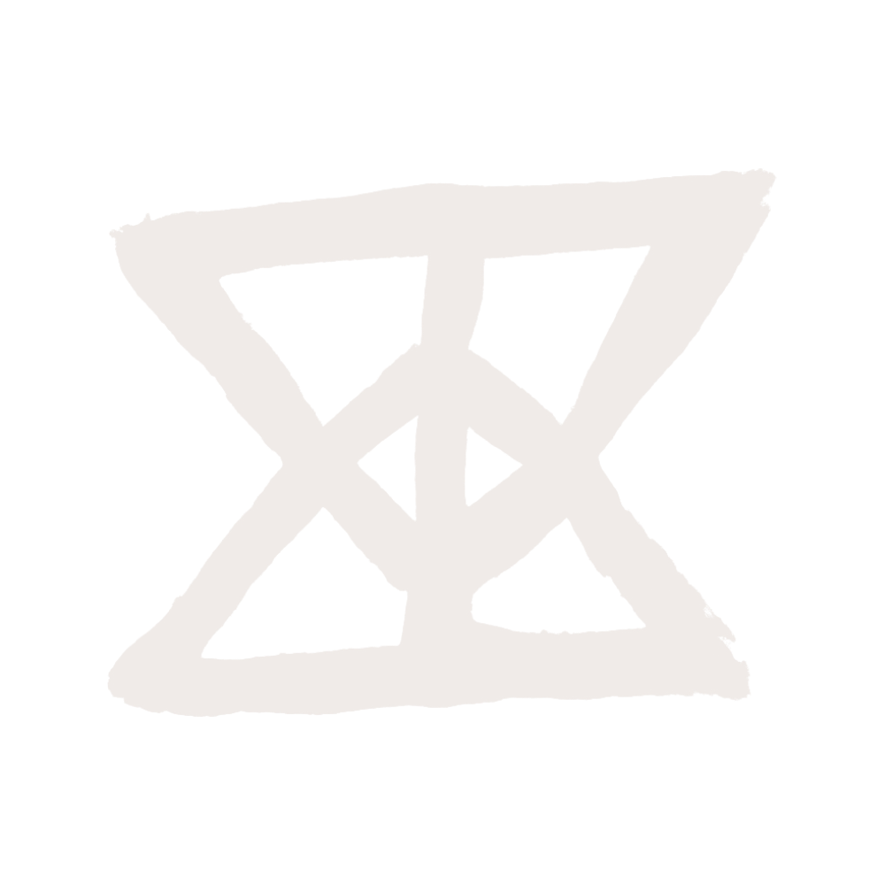 A white sigil (abstract symbol) resembling an hourglass with a diamond inside.