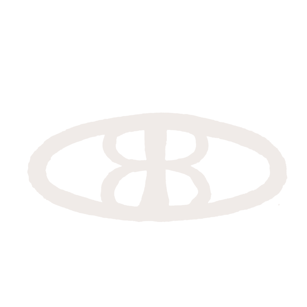 A white sigil (abstract symbol) that looks like an oval with a clover in the center.