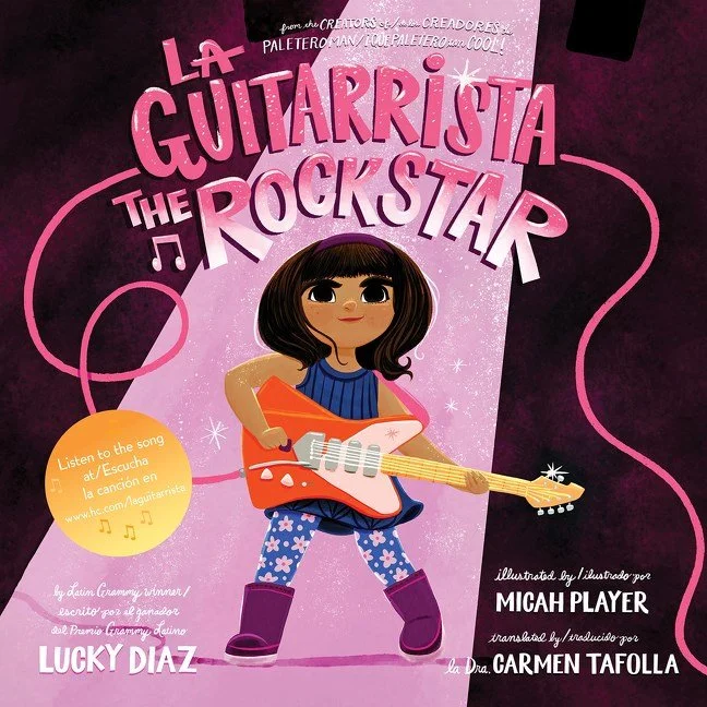 La Guitarrista picture book by Lucky Diaz and Micah Player published by HarperCollins.