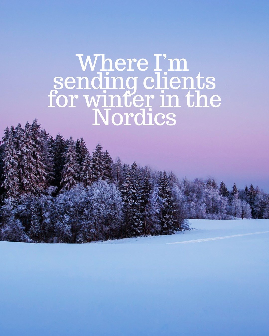 The Nordics are having a moment, and winter is one of the best times to go ❄️

Think Northern Lights, snow-covered landscapes, husky sledding, Nordic design, saunas and cozy nights by the fire.

For aurora chasing, I&rsquo;d look at HX Expeditions. F