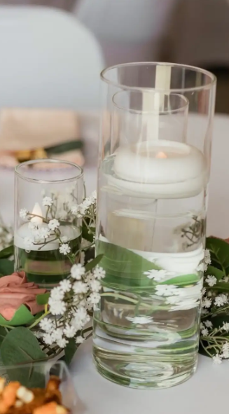 Hurricane Vases with Candles