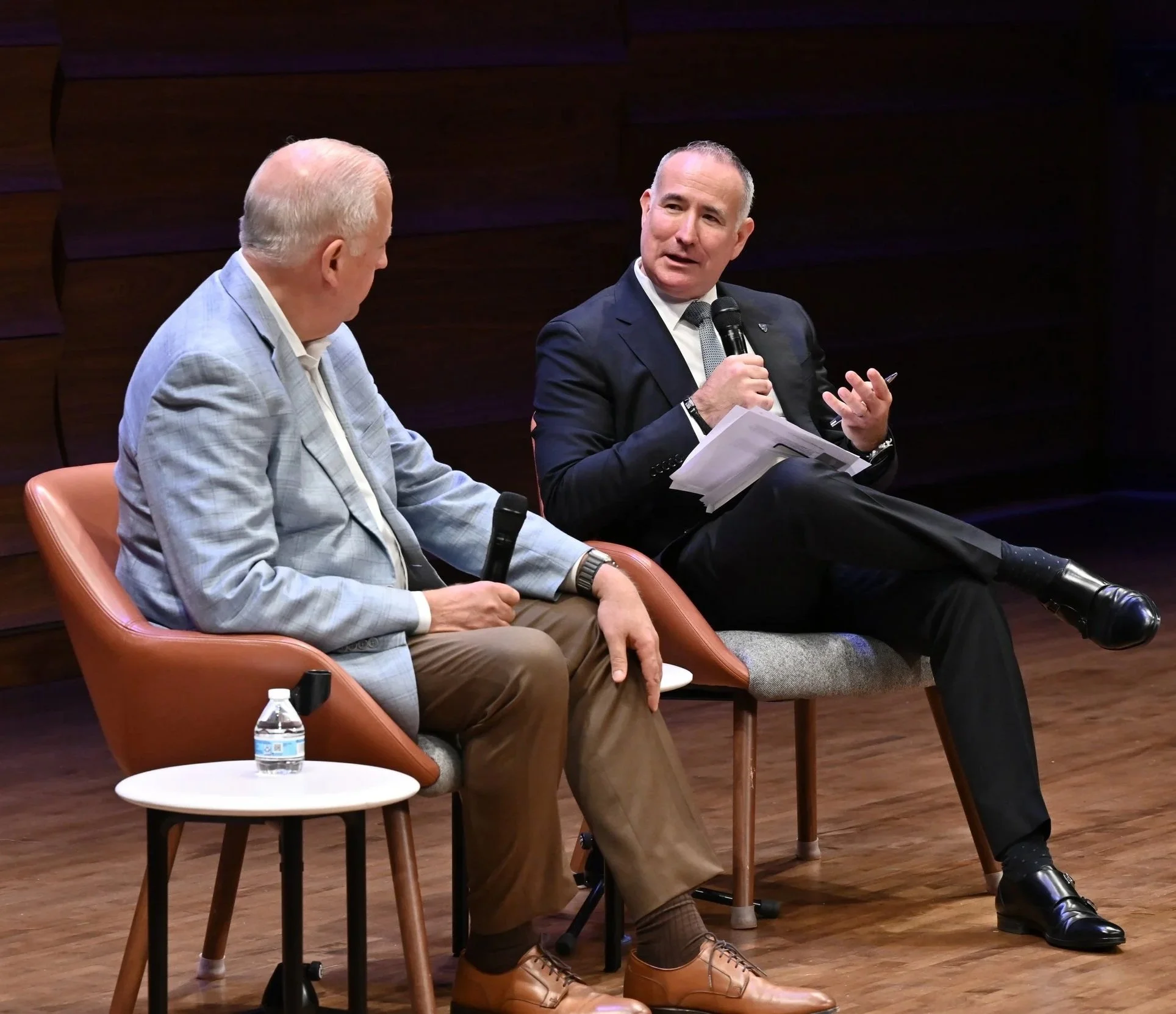 Dr. Albert “Jim” Marckwardt speaking during a panel discussion with another participant.