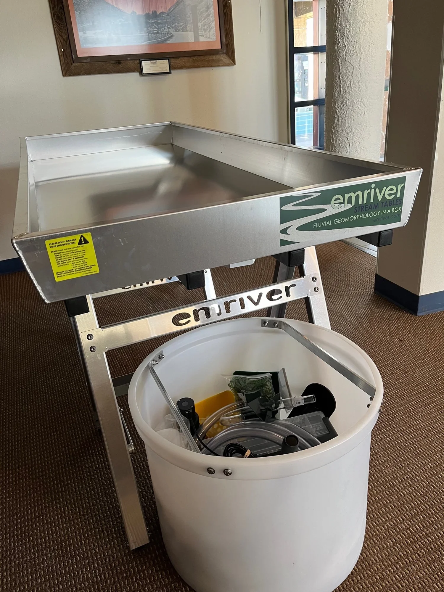 New EM2 Stream Table will be set up on site at the River Stop. The table is small enough to take to schools and events for teaching opportunities.