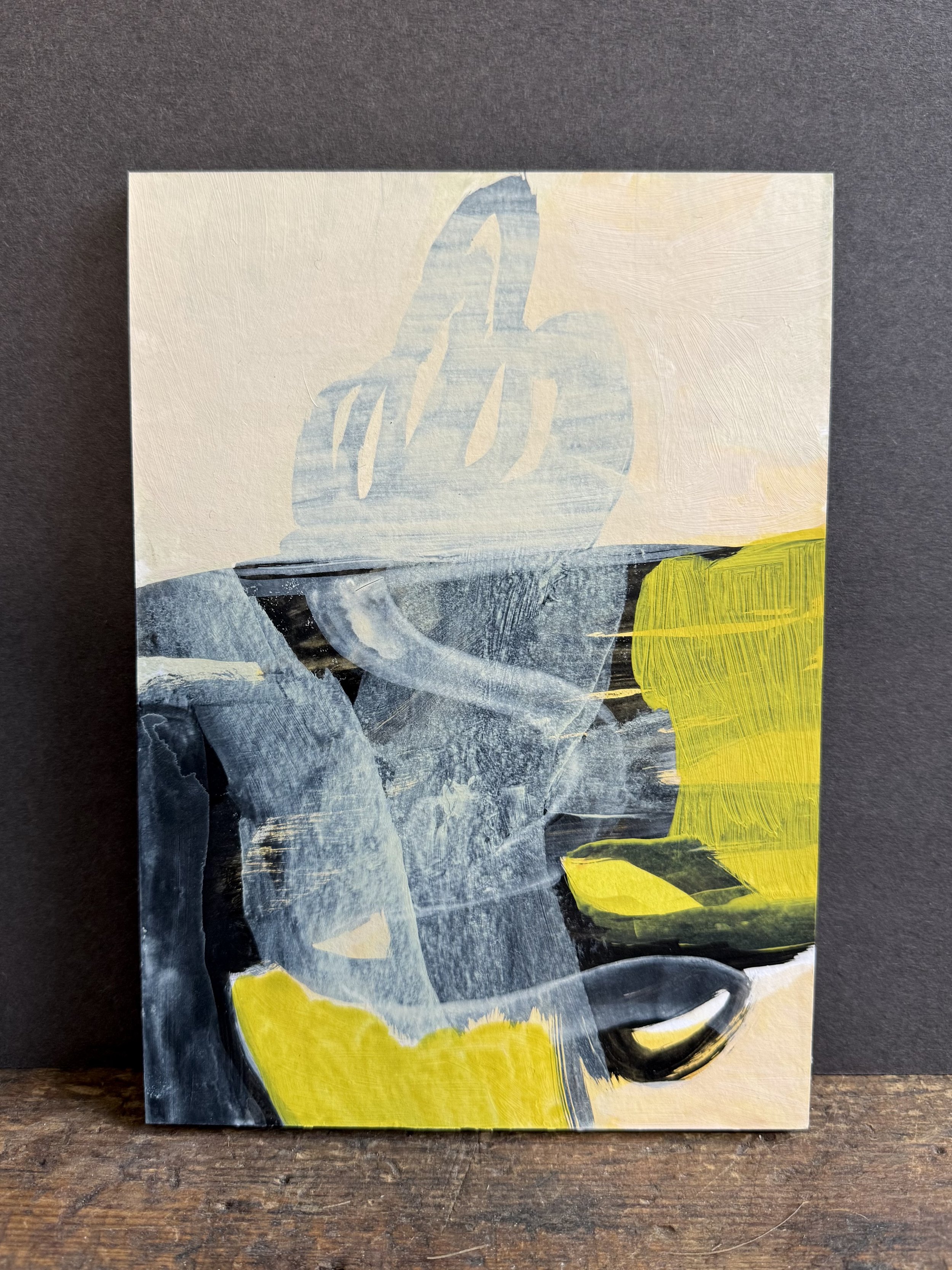 Moor to sea - painting on paper / mounted on wood panel