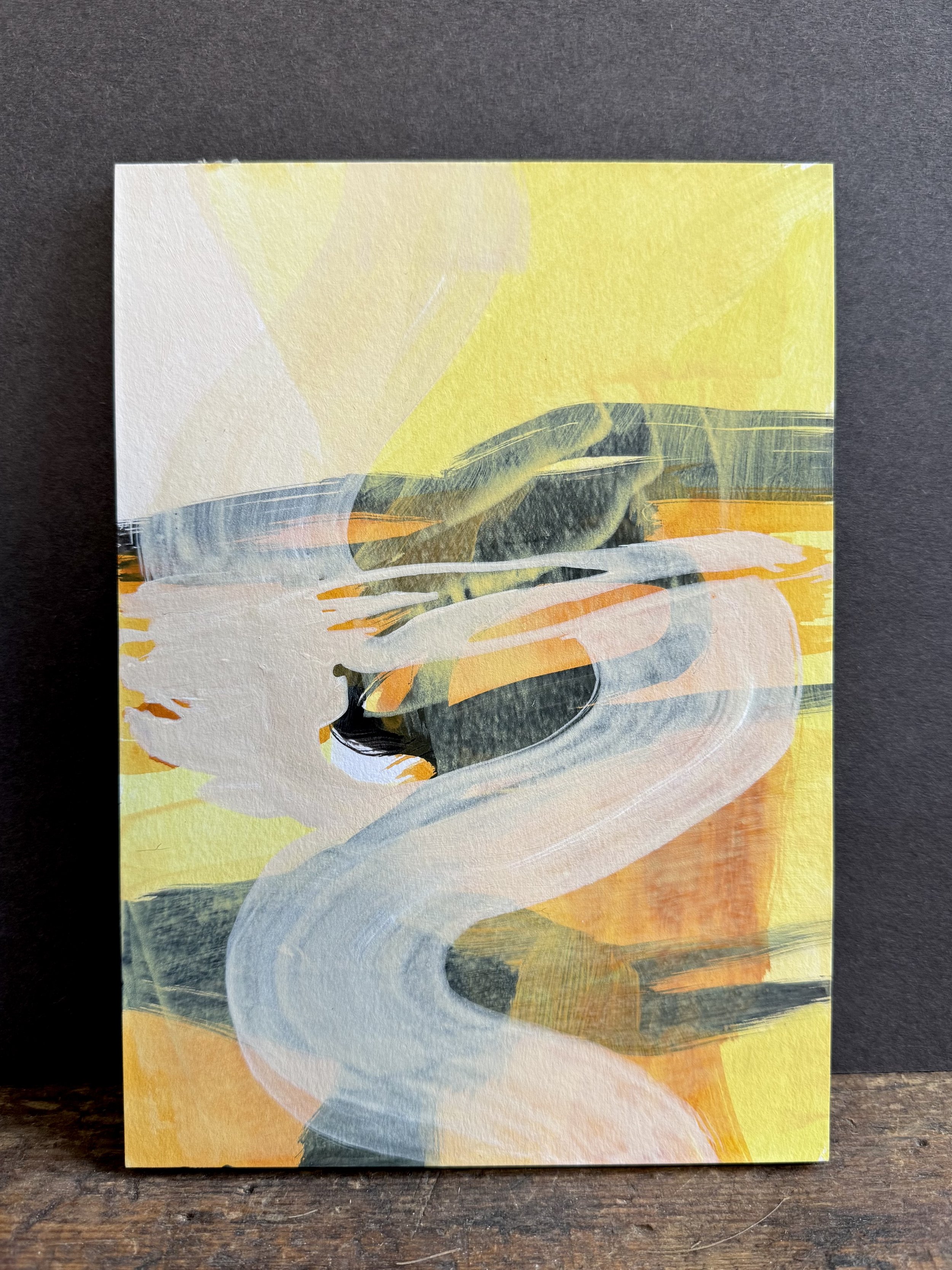 Moor to sea- painting on paper / mounted on wood panel