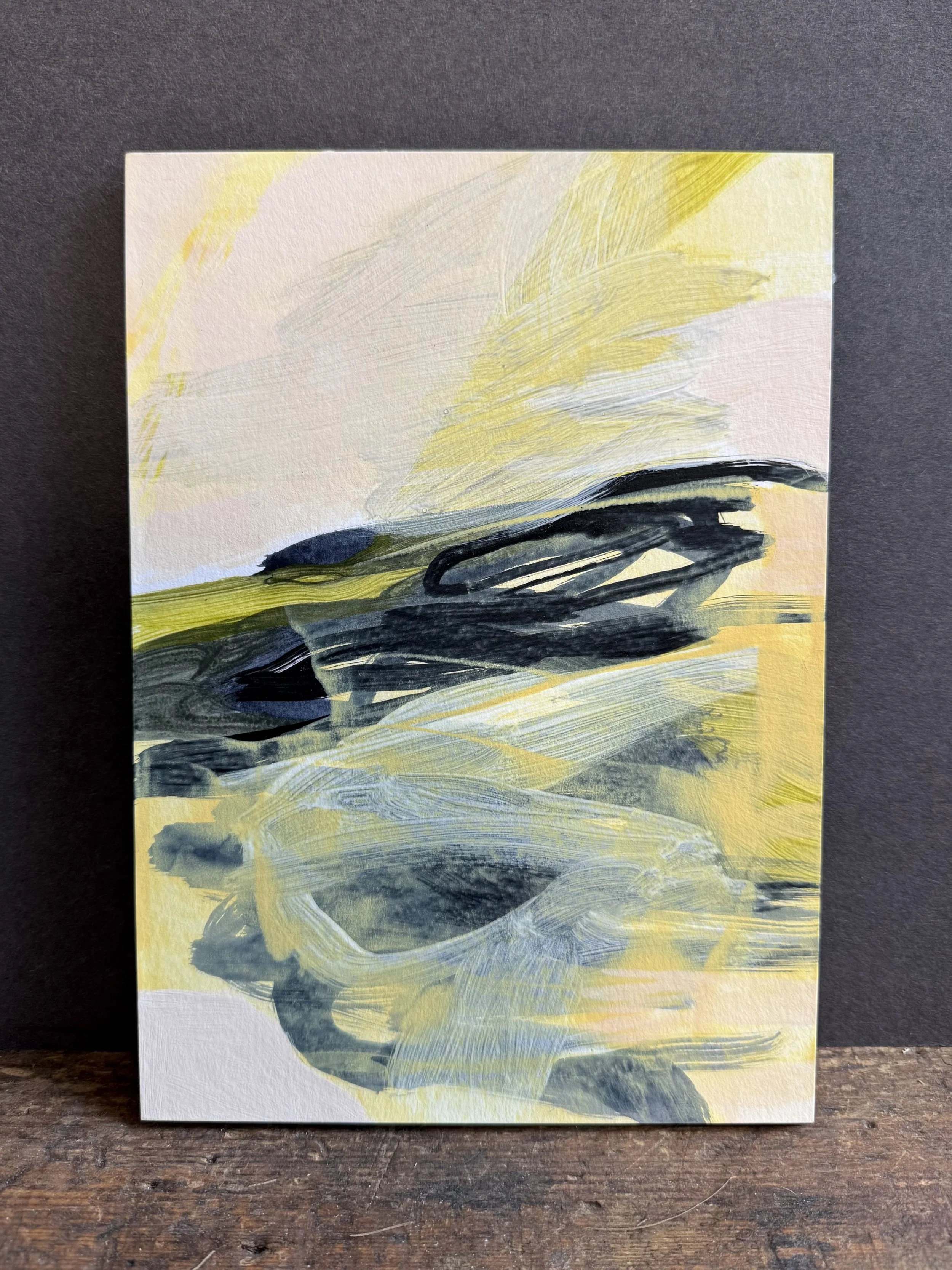 Moor to sea - painting on paper / mounted on wood panel