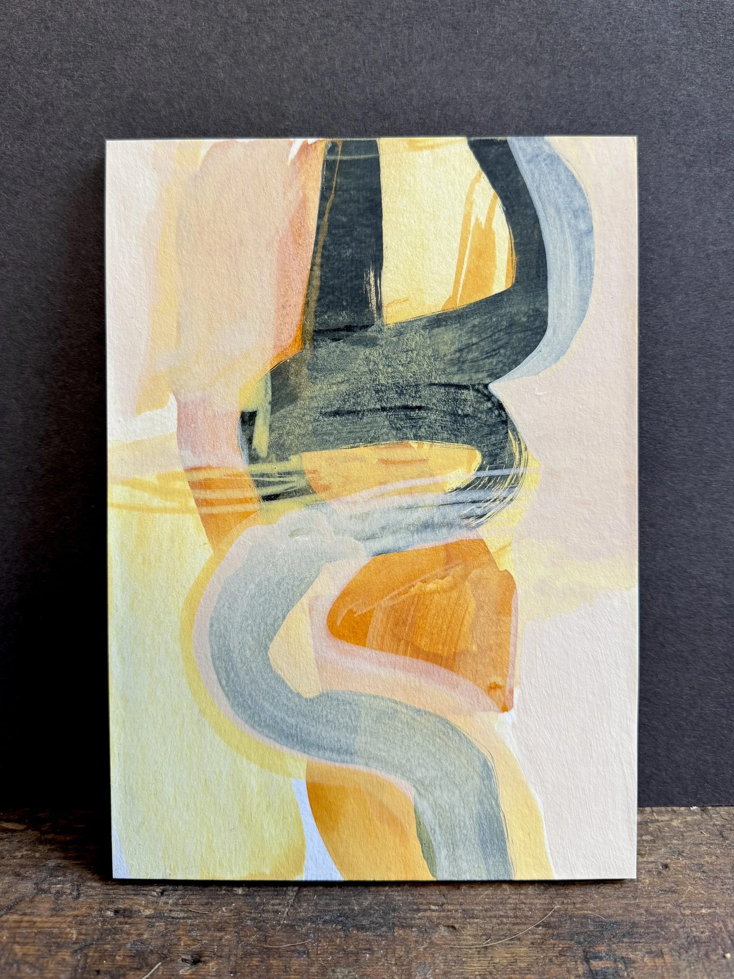 Moor to sea - painting on paper / mounted on wood panel